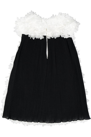Long Length White Georgette Flower Embellished Dress with Back Pleats