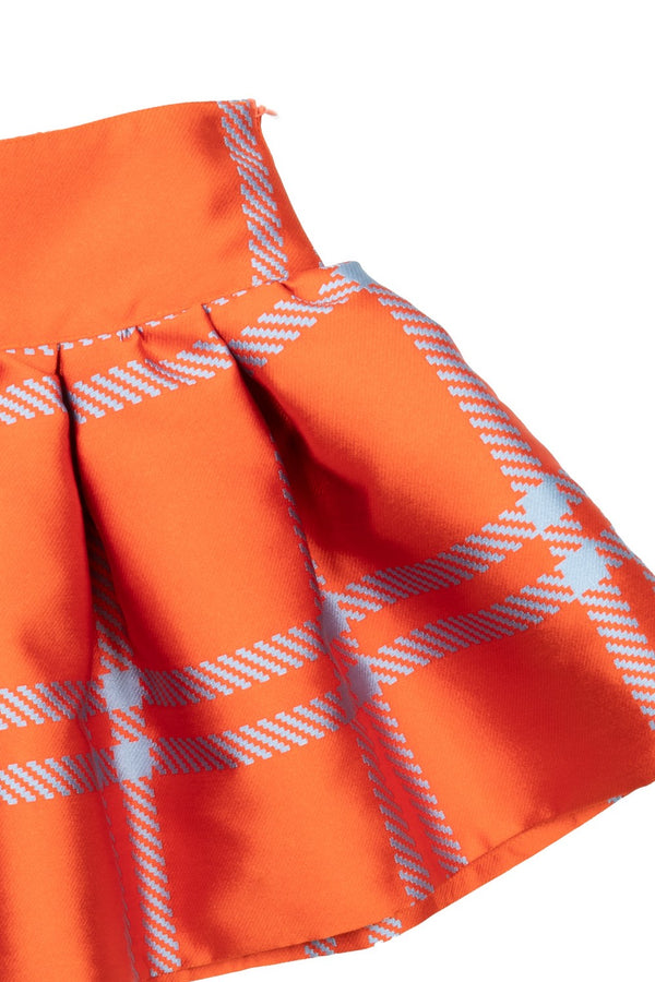 MMS Orange Plaid Taffeta Skirt Long