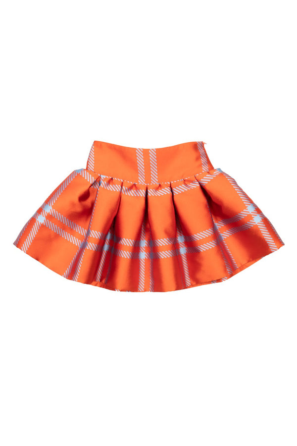 MMS Orange Plaid Taffeta Skirt Long