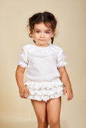 Petunia/Buganvilla White Linen Bloomer Set