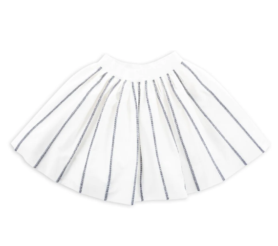 MMS White Flair Skirt w/Navy Top Stitch