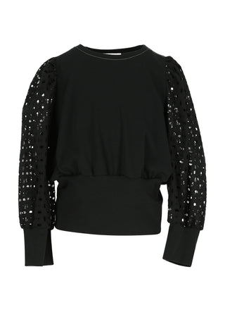 Mia Black Broderie Top