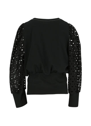 Mia Black Broderie Top