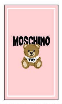 M Pink Toy Bear Logo Beach Towel