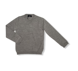 Grey Knit Vneck Sweater
