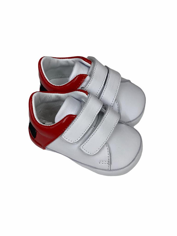 White/Red Sneakers with Velcro