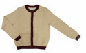 Cream Cardigan with Maroon Detail