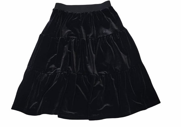 Black Velvet Tiered Skirt