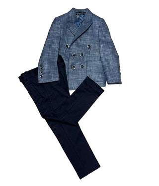 MB Blue Textured Woven Blazer w/Navy Pants