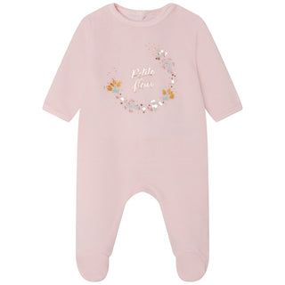 CB Pink Velour Petite Fleur Footie