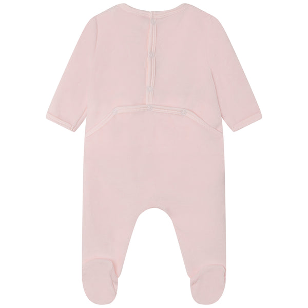 CB Pink Velour Petite Fleur Footie