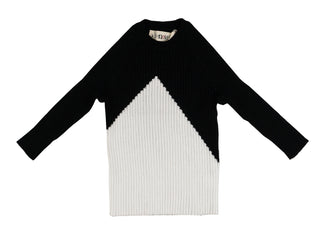 Black White Color Block Sweater