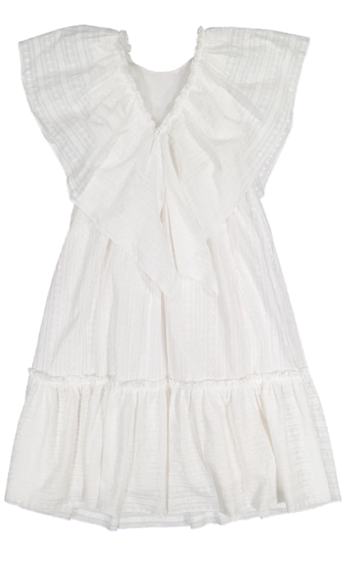 NC Vera White Eyelet Ruffle Midi Dress