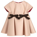 Peach Neoprene Baby Dress With Logo Bows