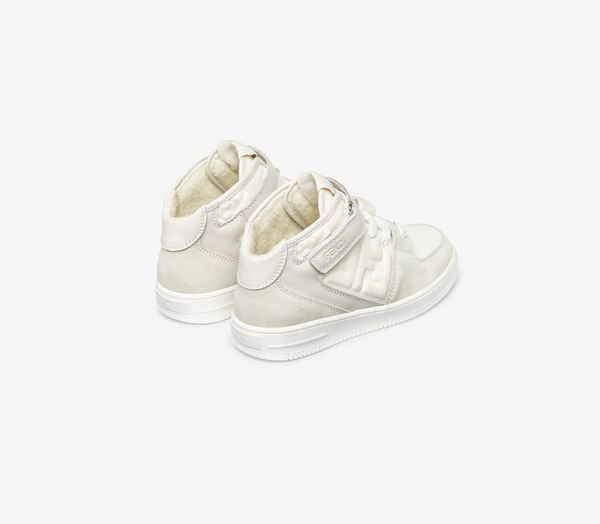 F Beige High Top 3D Logo Sneakers