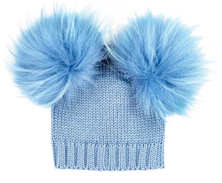 Powder Blue Wool Double Murmasky Pom Hat