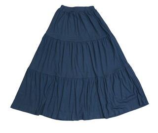 NNM Blue Ribbed Tiered Midi Skirt