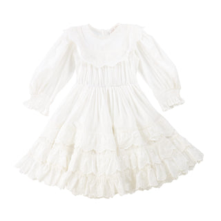 Lace Frill Dress with 3/4 Sleeves