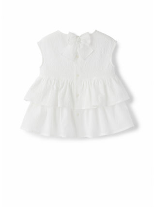 White Sleeveless Ruffle Blouse