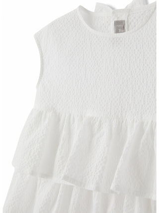 White Sleeveless Ruffle Blouse