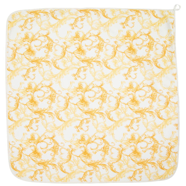 White & Gold Baroque Print Bathrobe Towel
